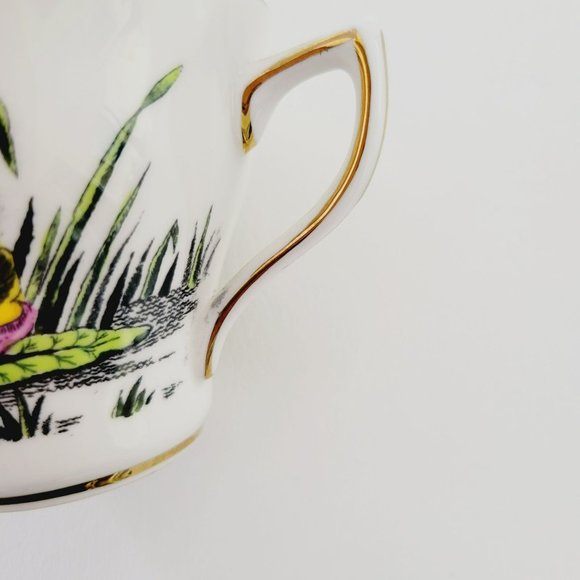 Rosina Water Lily Teacup & Saucer July Flower of the Month, Pink Black & Yellow - Picture 12 of 15